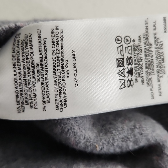 Brooks Brothers Sweater Men's Marino wool Gray V-Neck Sweater size 1xlt - Picture 7 of 7